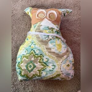 Boho Paisley Patchwork Owl Pillow